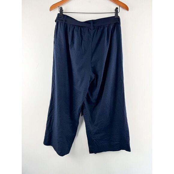 J. Jill Womens Sz Medium Petite Linen Stretch Wide Leg Cropped Pants Blue - Picture 7 of 8